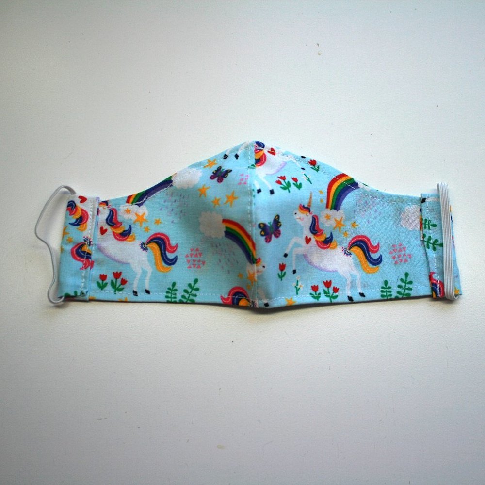 HANDMADE Kids Unicorn Fabric Face Mask Shield - Picture 2 of 3